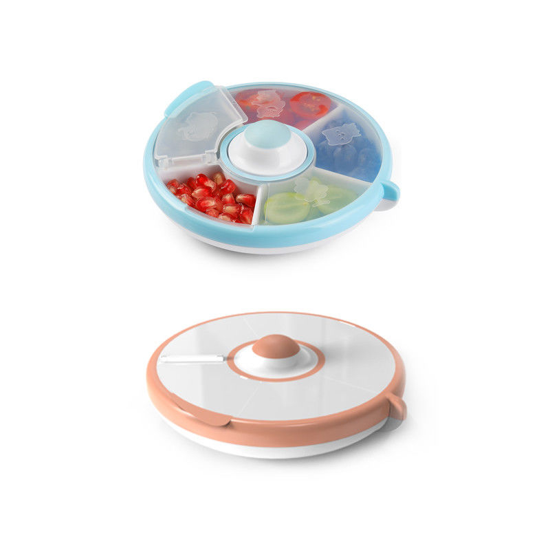 Disque de collation en plastique en PP pour enfants, sans BPA, 5 compartiments, grand organiseur de pilules