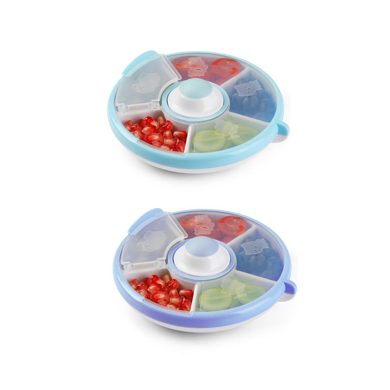 Disque de collation en plastique en PP pour enfants, sans BPA, 5 compartiments, grand organiseur de pilules
