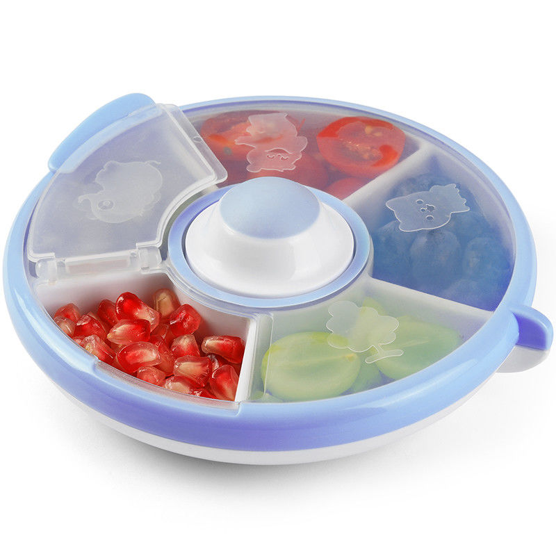 Disque de collation en plastique en PP pour enfants, sans BPA, 5 compartiments, grand organiseur de pilules